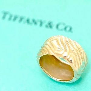 Rare Tiffany Wood-grain Wide Band Sterling Silver